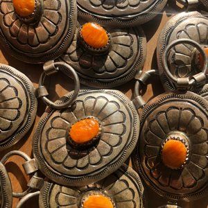 Vintage Hopi Silver/Coral Concho Belt